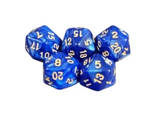 5 pcs DND Polyhedral D20 Dice - New - Royal Blue
