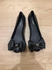 Mini Melissa Ultragirl Bow Ballet Flats Peep Toe Jelly Girls Size 4 Black