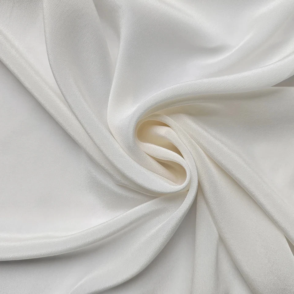 55'' Wide 15 momme Crepe Silk Fabric CDC Cream Beige Nature Silk Crepe De Chine - Image 4 of 4