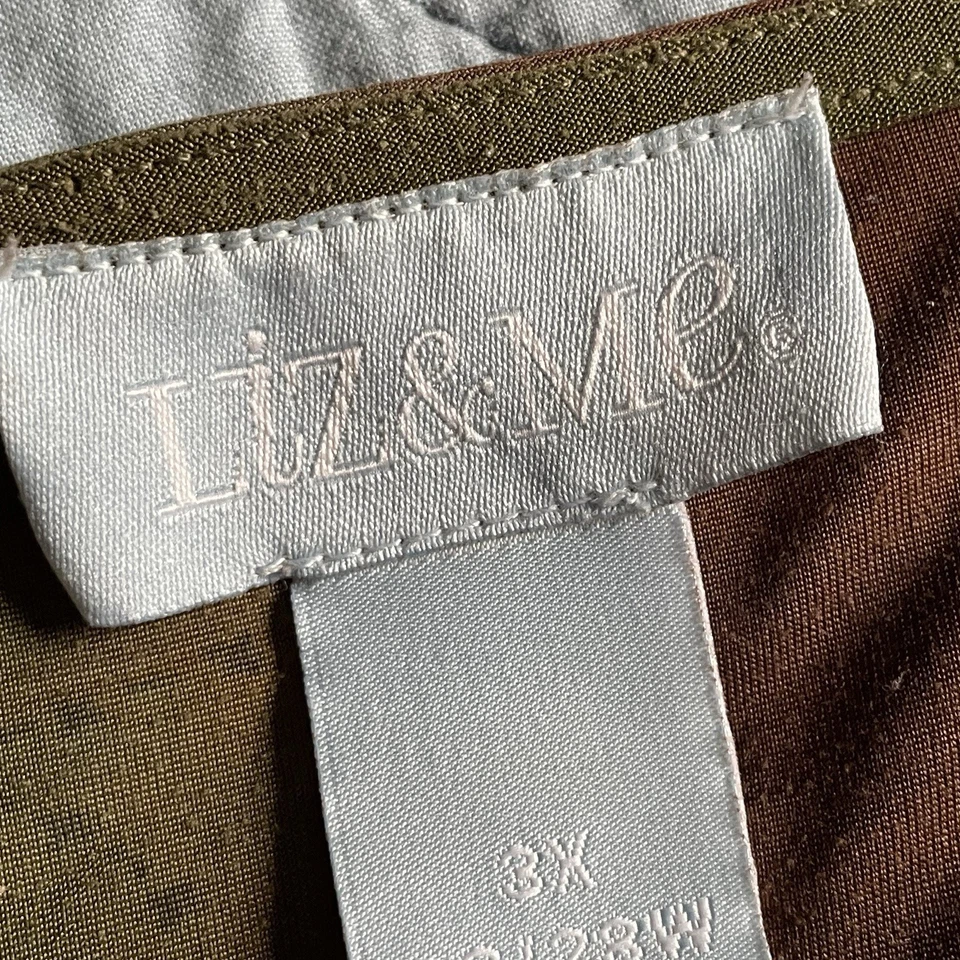 Liz & Me Top Blouse Sz 3X 26/28 Tie Dye Sparkly Boho Green Brown Fairy Goth Fall - Image 4 of 4