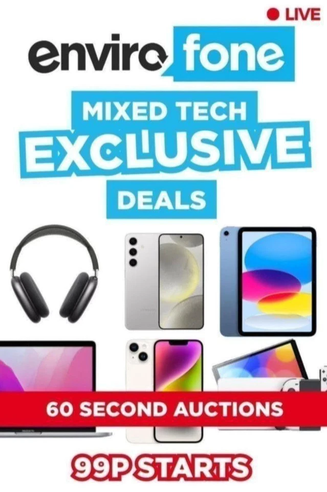 Envirofone 📲 eBay LIVE 🔔 Mixed Tech Auction Listings‼️ 99p Starts⭐