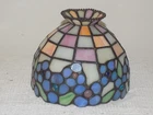 VTG Tiffany Type Lamp Shade Leaded Stained Glass w/ Blue Flower 4 1/2 X 5 1/2 in