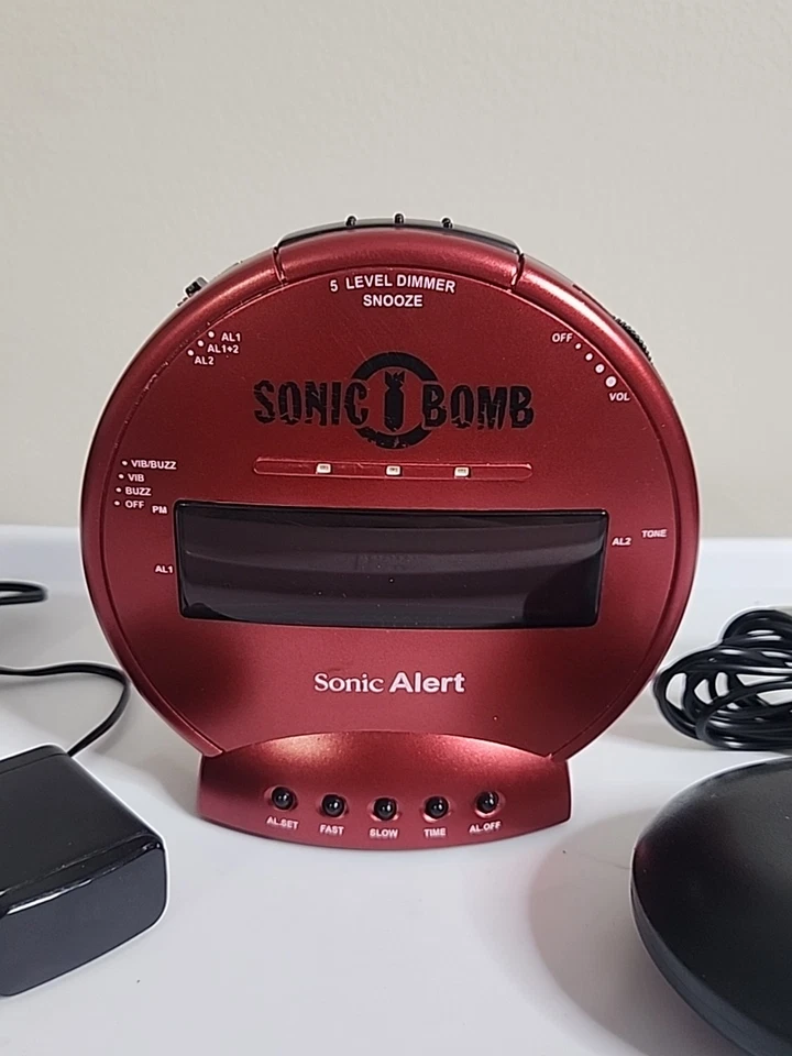 Sonic Bomb Dual Alarm Clock with Bed Shaker Red Sonic Alert Vibrating Alarm - Image 2 of 4