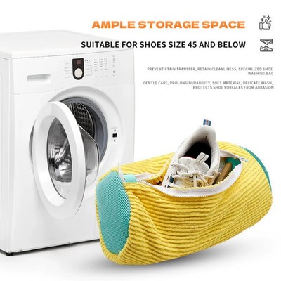 360° Fluffy Fiber Shoe Washing Bag, Reusable Polyester Laundry Bag Zipper Adjust