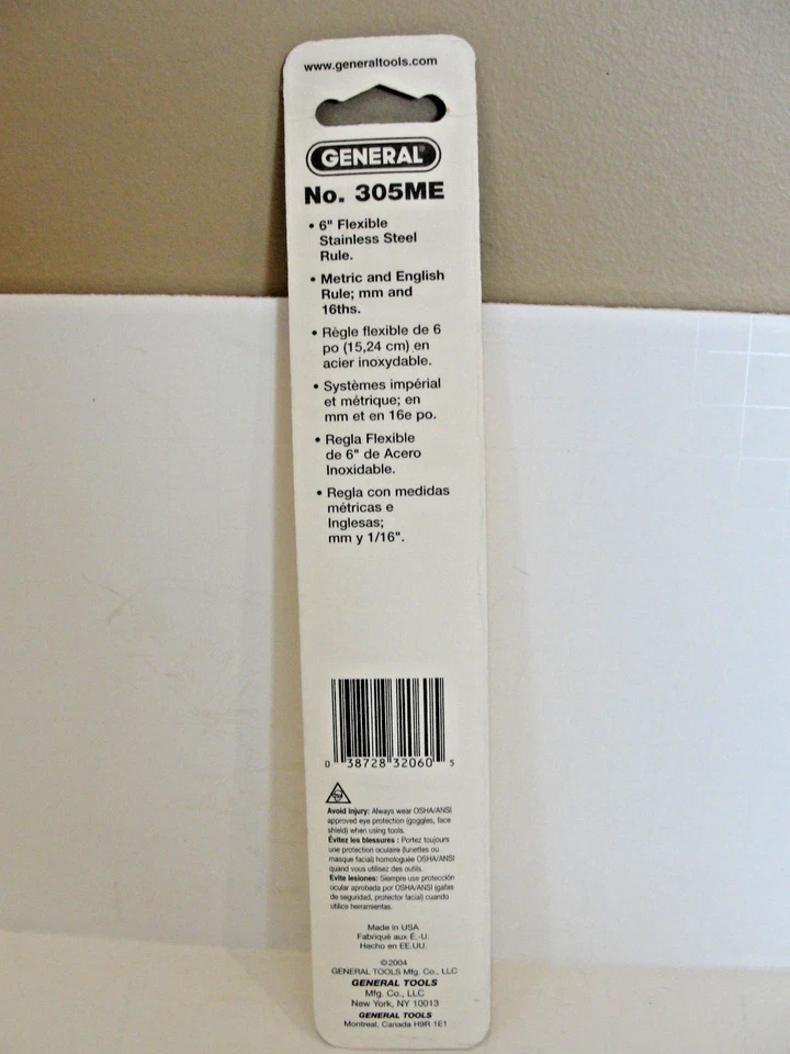 General Tools 305ME Regla de Precisión Flexible 6 in L X 15/32 in W, Acero Inoxidable Foto 2 de 2
