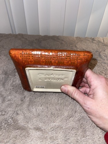 Rustic Brown Plaid CRABTREE & EVELYN Ceramic Stoneware Candle Holder Soap Dish - Picture 6 of 9