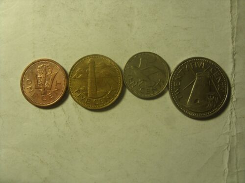 LOT OF 4 BARBADOS COINS  1- 25 CENTS 1973/2006