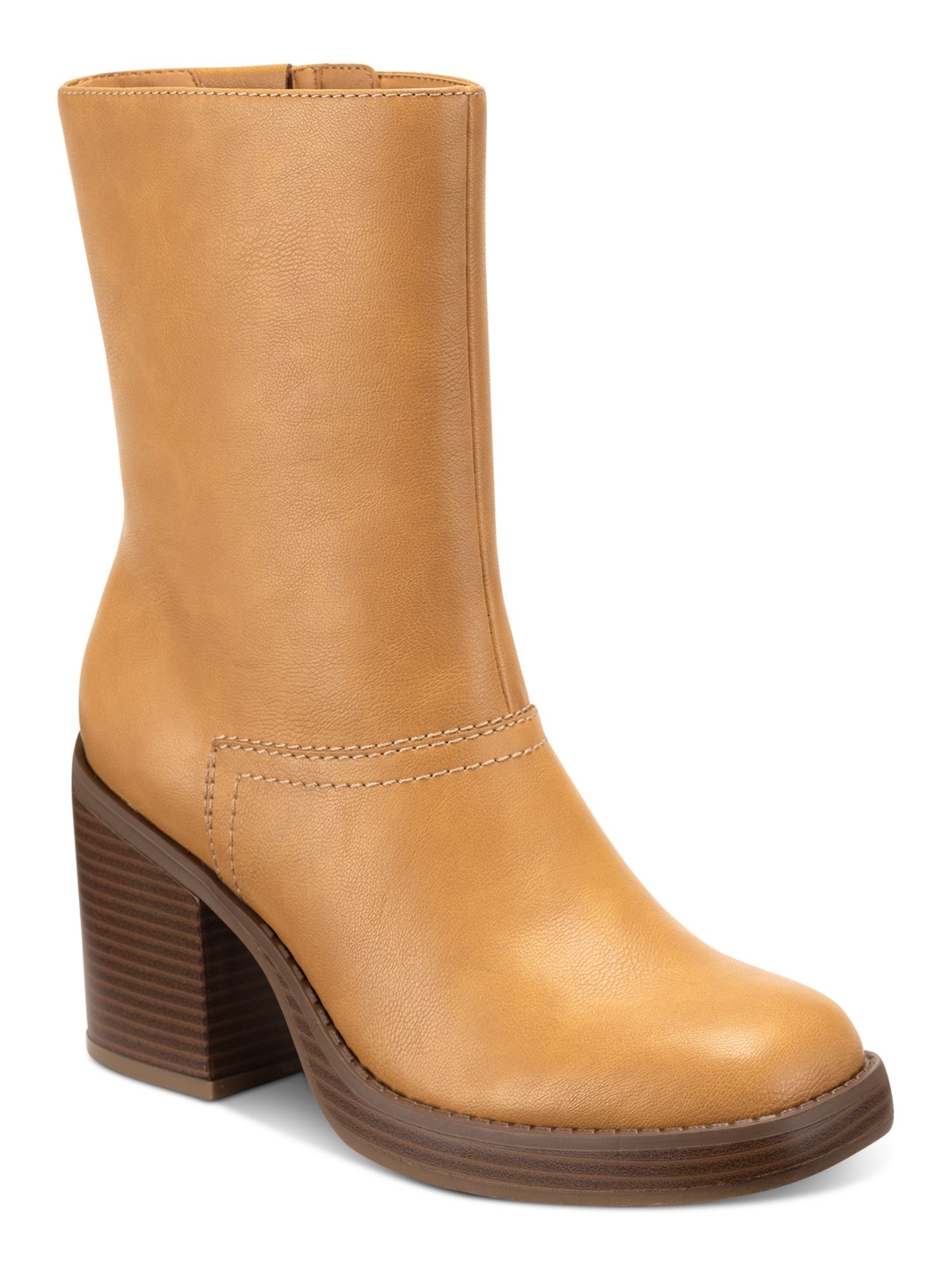 Женские бежевые сапоги Denverrp с квадратным носком на блочном каблуке и застежкой-молнией SUN STONE, 8,5 М