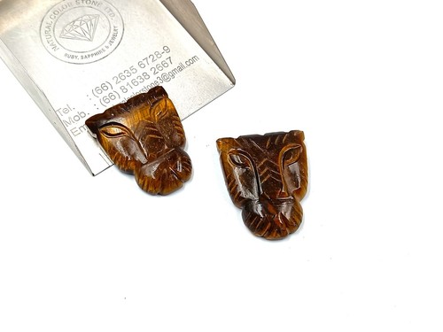 Handmade Carve Tiger Face Stone, Animal Carving Tiger Pendant, Jaguar Charm Bead - Picture 86 of 99