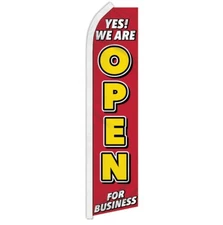 Open for Business Advertising Swooper Feather Flutter Flag Open Sign