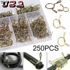 250 Pcs Fuel Line Hose Tubing Spring Clips Clamps Assortment Kit for Motorcycle