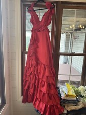 PROM Dress Sz 4 Red Ruffles New 