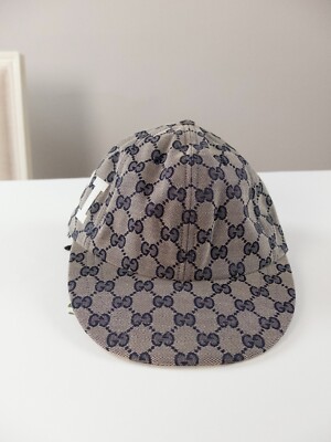 NO CUSTOMS TAX) GUCCI gray supreme GG logo canvas baseball cap