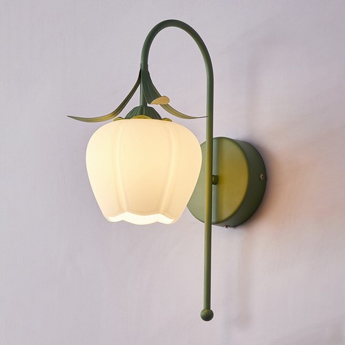 Modern Milk Glass Shade Wall Sconce Gooseneck Bud Shaped Wall Mount Light - Picture 6 of 13