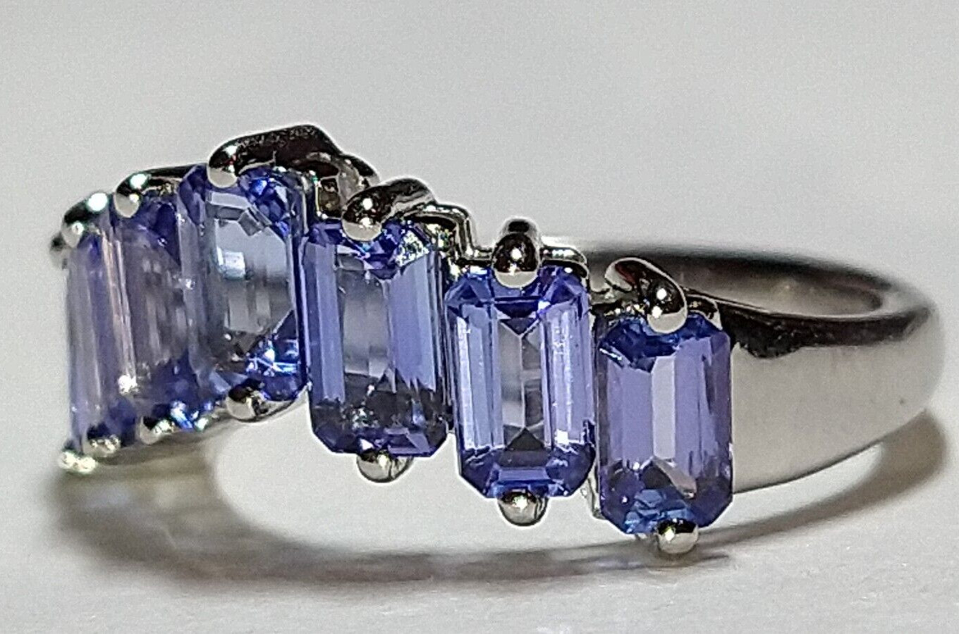 Solid platinum natural tanzanite stacking chevron… - image 3