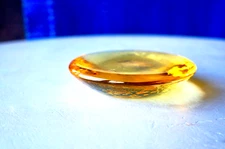 FIRE AND LIGHT Recyled Glass Citrus Yellow  Disc Candle Holder Stand Paperweight