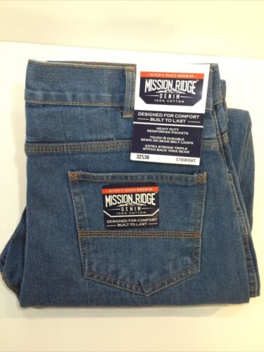 Mission Ridge 32x30 Rugged Denim Workwear Mens Light Blue Jeans Straight Leg - Afbeelding 1 van 3