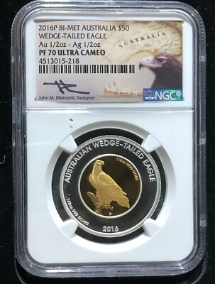 2016-P Australia $50 Silver Bi-Metallic Wedge-Tailed Eagle