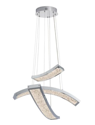 ELAN ELA-83496 Crushed Ice 3 Panel 36'' Linear Pendant Polished Chrome finish 