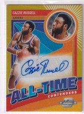 2023-24 Panini Contenders Optic NBA AT-CRG Cazzie Russell Gold Prizm Auto 3/110