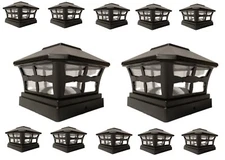 Solar Post Cap Light 12 Pcs 5x5 Solar Black Color Square Fence Post Cap Light