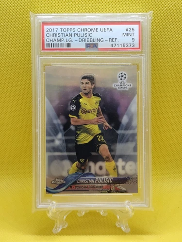 2017 Topps Chrome UEFA Christian Pulisic Rookie RC Dribbling Refractor PSA 9