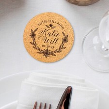 Personalized Round Wedding Cork Coaster Custom Favors and Gifts