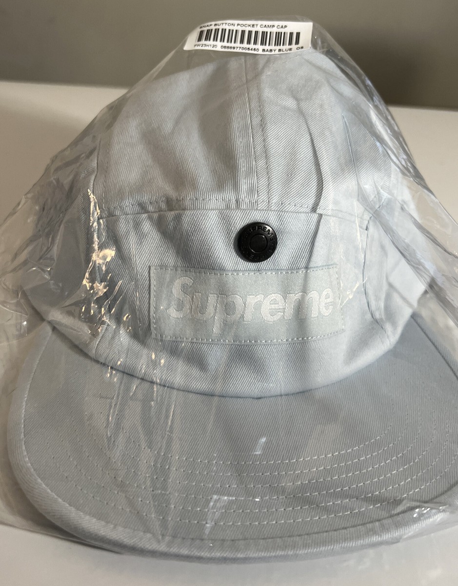 SUPREME SNAP BUTTON POCKET CAMP CAP PALE BLUE/ OS FW23 WEEK 11