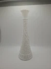 Vintage Anchor Hocking Milk Glass Bud Vase Stars & Bars 9" Tall