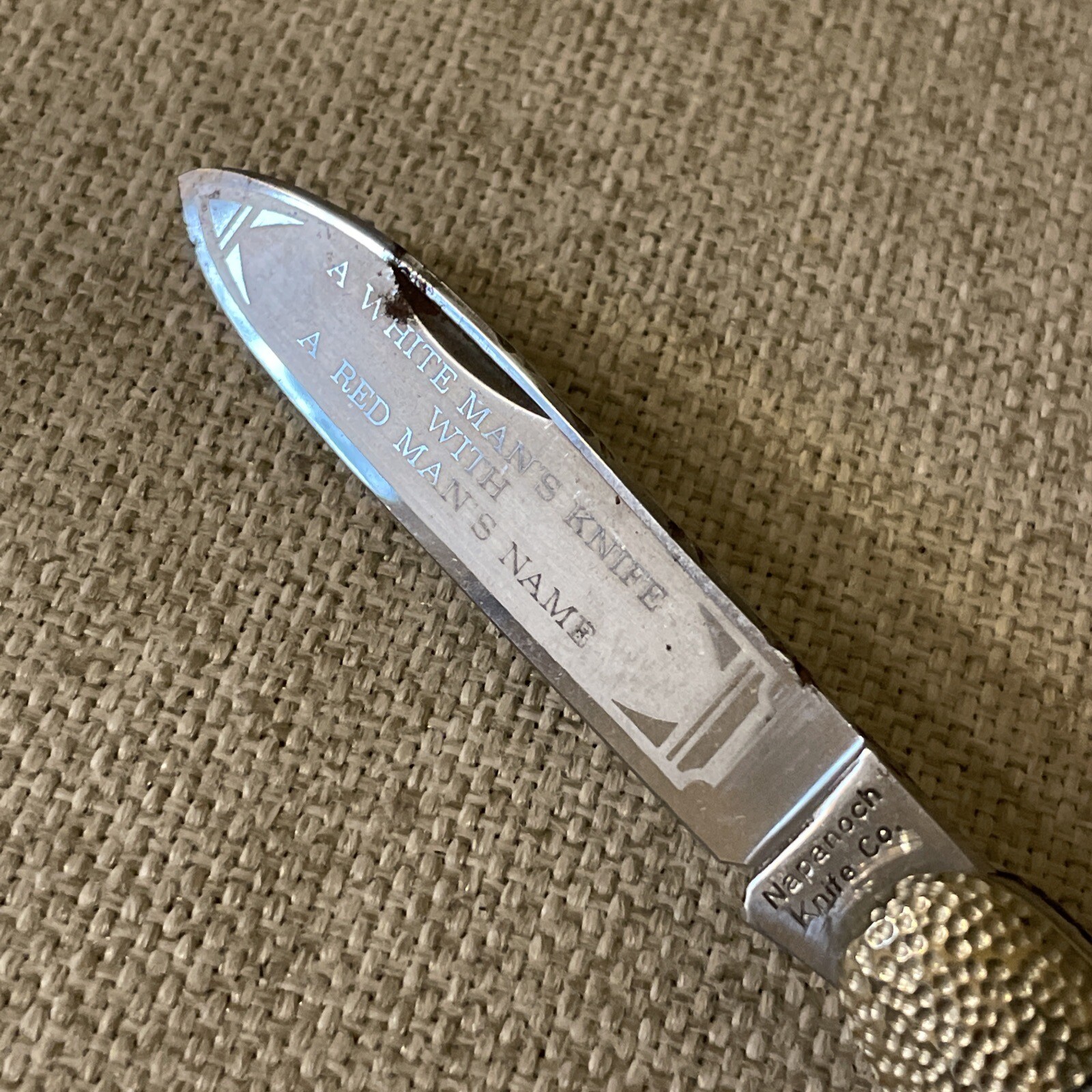 Vintage Napanoch Knife Co. Large Whittler Knife White Man / Red Man