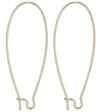Ear Wire, 100 Gold Plated Stainless Steel 21 Gauge 47x21mm Kidney Earrings