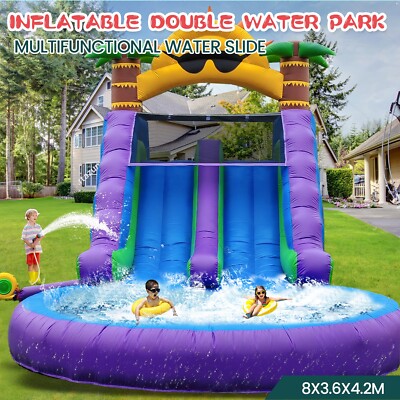 Giant Inflatable Water Slide with Big Splash Pool Blower For Kids