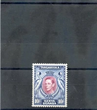 KENYA, TANG & UGANDA Sc 84(SG 149b)*VF LH 1944 10SH RD PUR & BLU, 131/4X3/4 $110