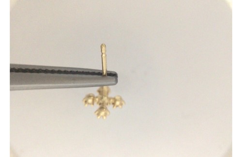 14k Gold Yellow cross Stud Earrings 6 Diamond & 14k Tash Ef g Yellow - Picture 7 of 11