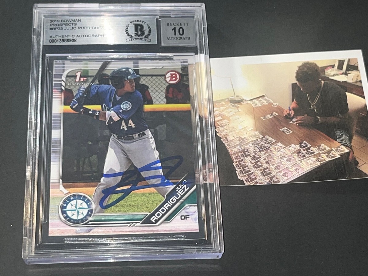 JULIO RODRIGUEZ MARINERS SIGNED 2019 1st BOWMAN Base BECKETT BAS