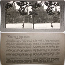 Keystone Stereoview Hotel de Ville, Bruges, Belgium From Rare 1200 Card Set #379