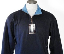Izod Dark Blue Light Blue Reversible 1/4 Zip Pullover Sweater Mens NWT