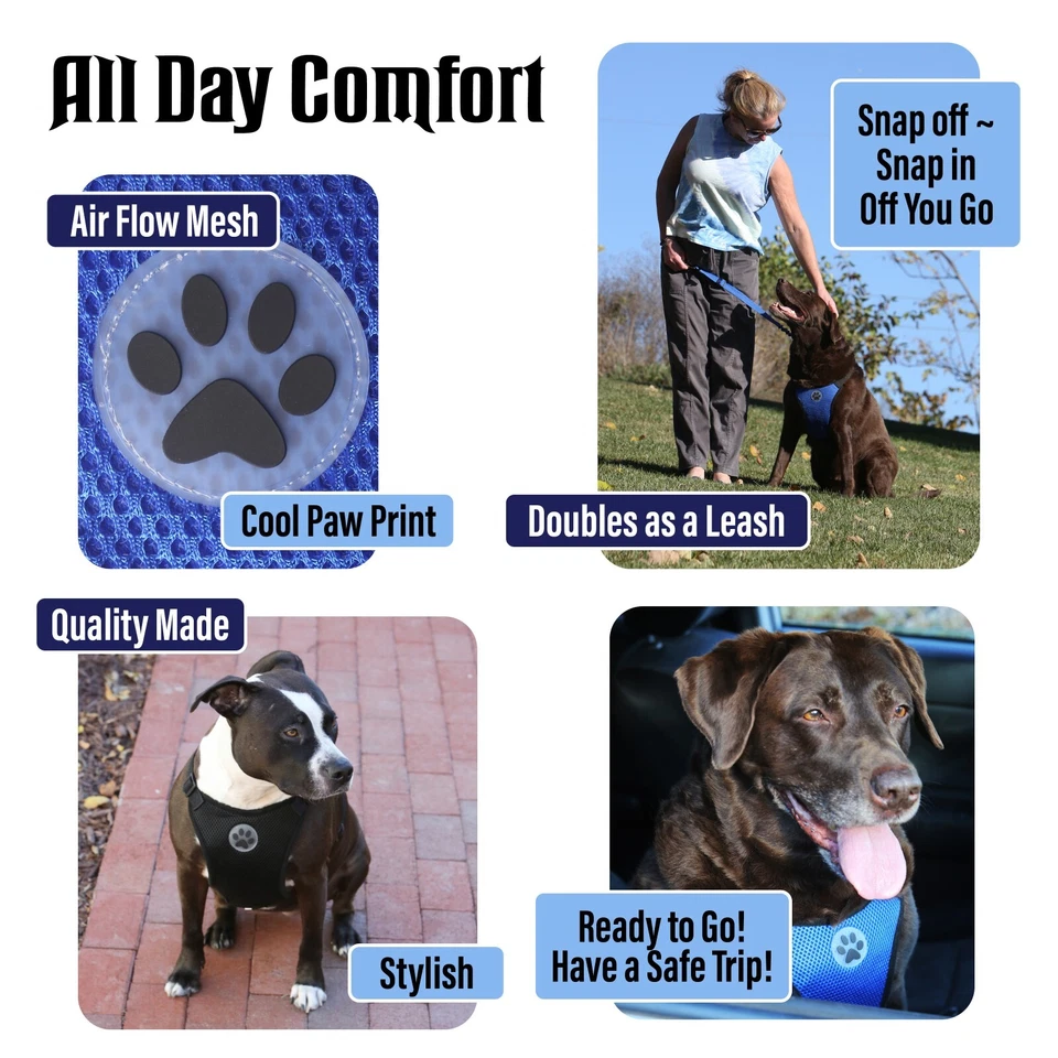 Arnés de cinturón de seguridad para automóvil MacDog para perros arnés de malla de nailon ajustable Foto 2 de 4