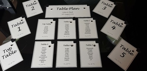 Personalised Wedding Guest Table Plan & Table top Cards x10 Many heart colours - Picture 4 of 13