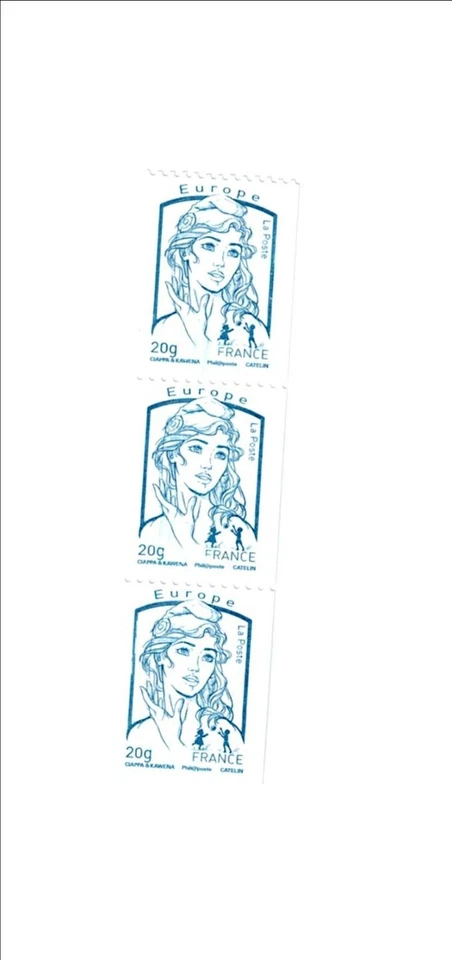 TIMBRES 4780 a SANS NUMERO AU DOS BANDE DE 3 VARIETE LEGERE MARQUE COULEUR AVANT - Photo 1/1