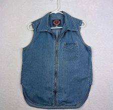 Vintage Paris Blues Vest Womens M Blue Jean Denim Made in USA 80's Originals