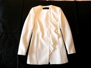 Zara Woman White Frill Blazer Jacket Xs Uk 6 8 Ebay
