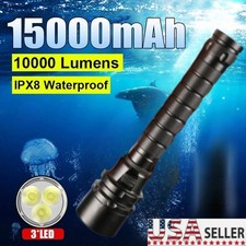 100000LM 3 leds LED Diving Flashlight Scuba Dive Torch Professional Diver Light