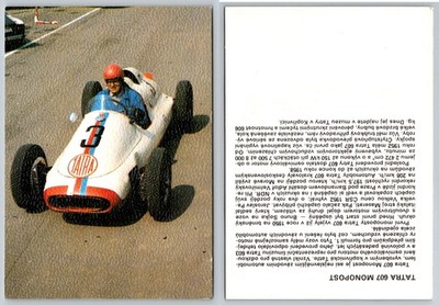 Tatra 607 Monopost Race Car Postcard 1952 Bruno Sojka Brno Circuit CSSR