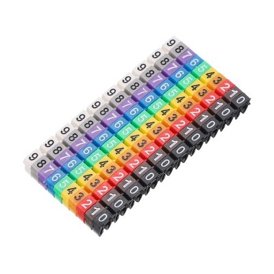 100Pcs Wire Label, 0-9 Digital Cable Labels Tags M-1 Type, Multicolor