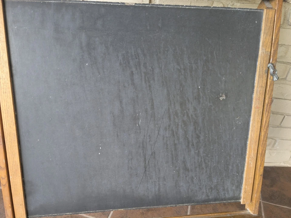 Antique Wood Folding Easel Scrolling Litho Blackboard School Business Sign - Image 3 of 4