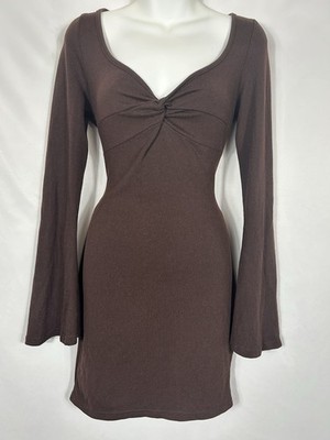 Womens Y2K Bell Sleeve Dress Size M Tall Brown Boho Forest Fairy Grunge Witchy