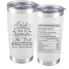 20oz Engraved Veterinarian Theme Tumbler White – Pet Care Professional Gift Idea