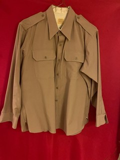 wwii WW II US Officers Private Purchase Khaki Dress Shirt Wool NOS