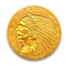 1909 $2.50 Gold Indian Head Quarter Eagle United States Coin AU About Uncirculat